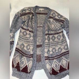 Pink republic cardigan Blue and rust red